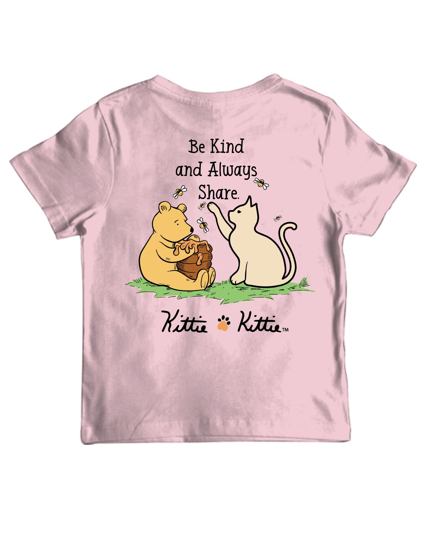 BE KIND AND ALWAYS SHARE KITTIE, YOUTH SS (PRINTED TO ORDER)
