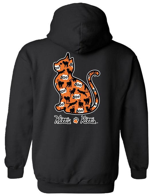 SCAREDY CAT PATTERN KITTIE, ADULT HOODIE