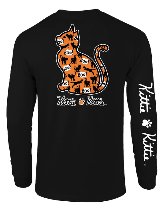 SCAREDY CAT PATTERN KITTIE, ADULT LS