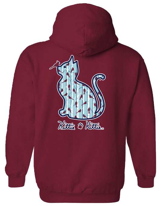 CARDINAL PATTERN KITTIE, ADULT HOODIE