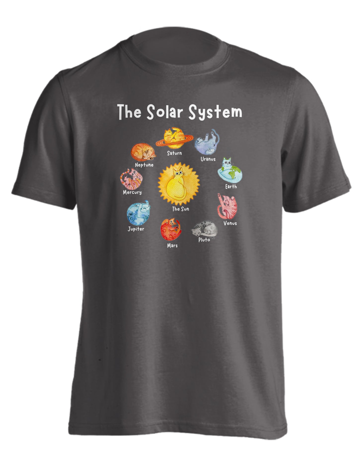 KITTIE KITTIE x OWLFEATHERS WATERCOLOR CAT SOLAR SYSTEM CHARCOAL