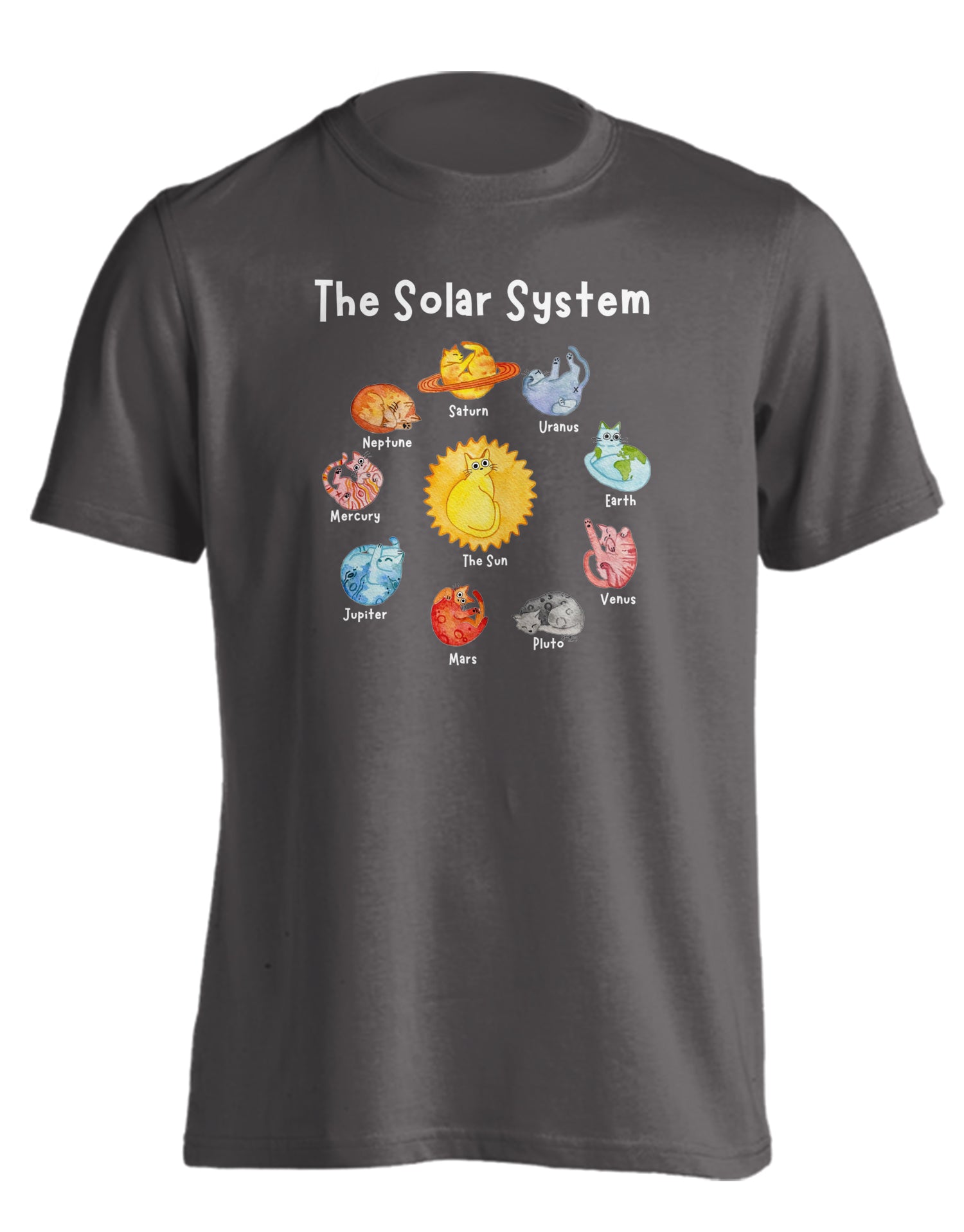 KITTIE KITTIE x OWLFEATHERS WATERCOLOR CAT SOLAR SYSTEM CHARCOAL