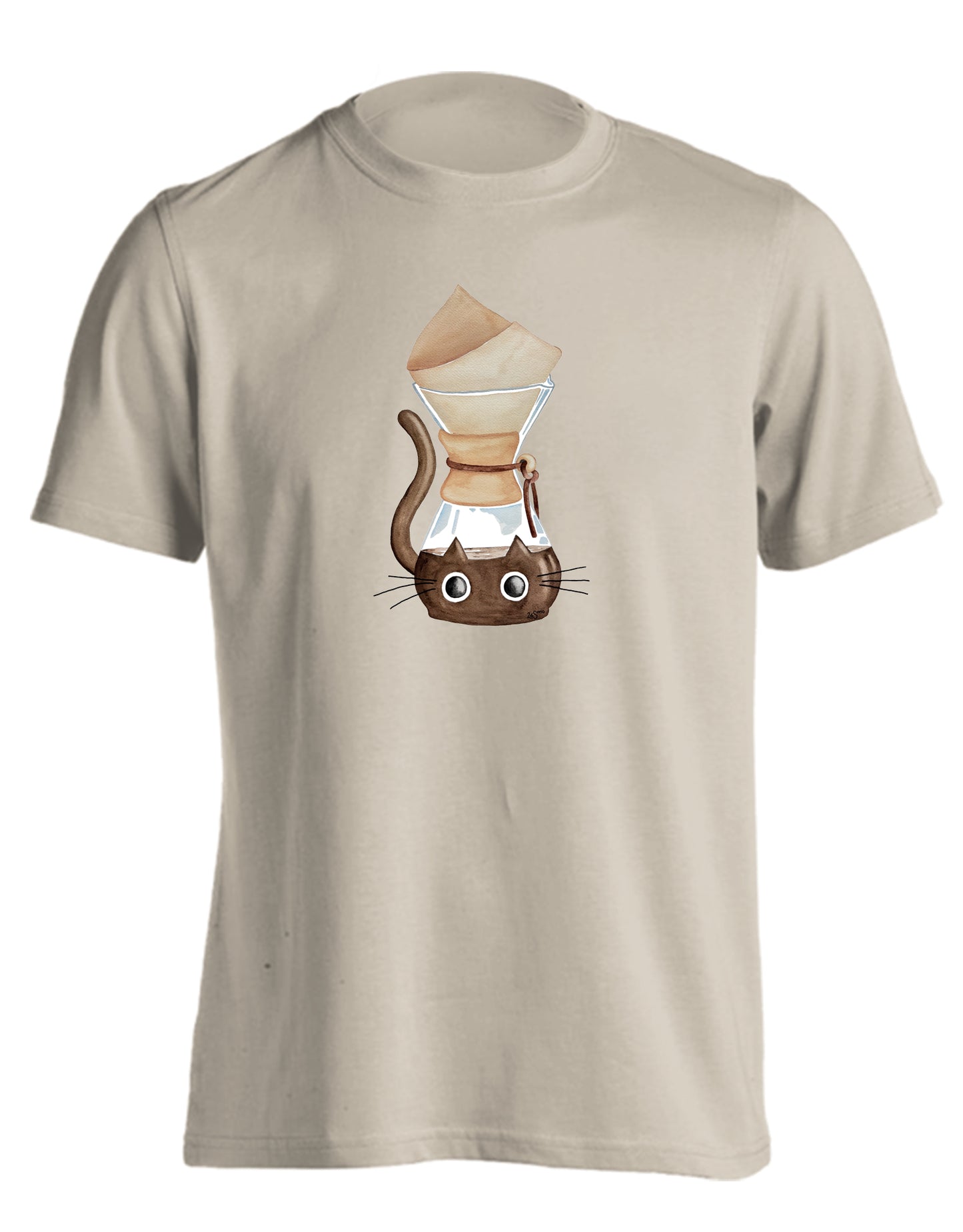 KITTIE KITTIE x OWLFEATHERS WATERCOLOR CAT COFFEE SAND