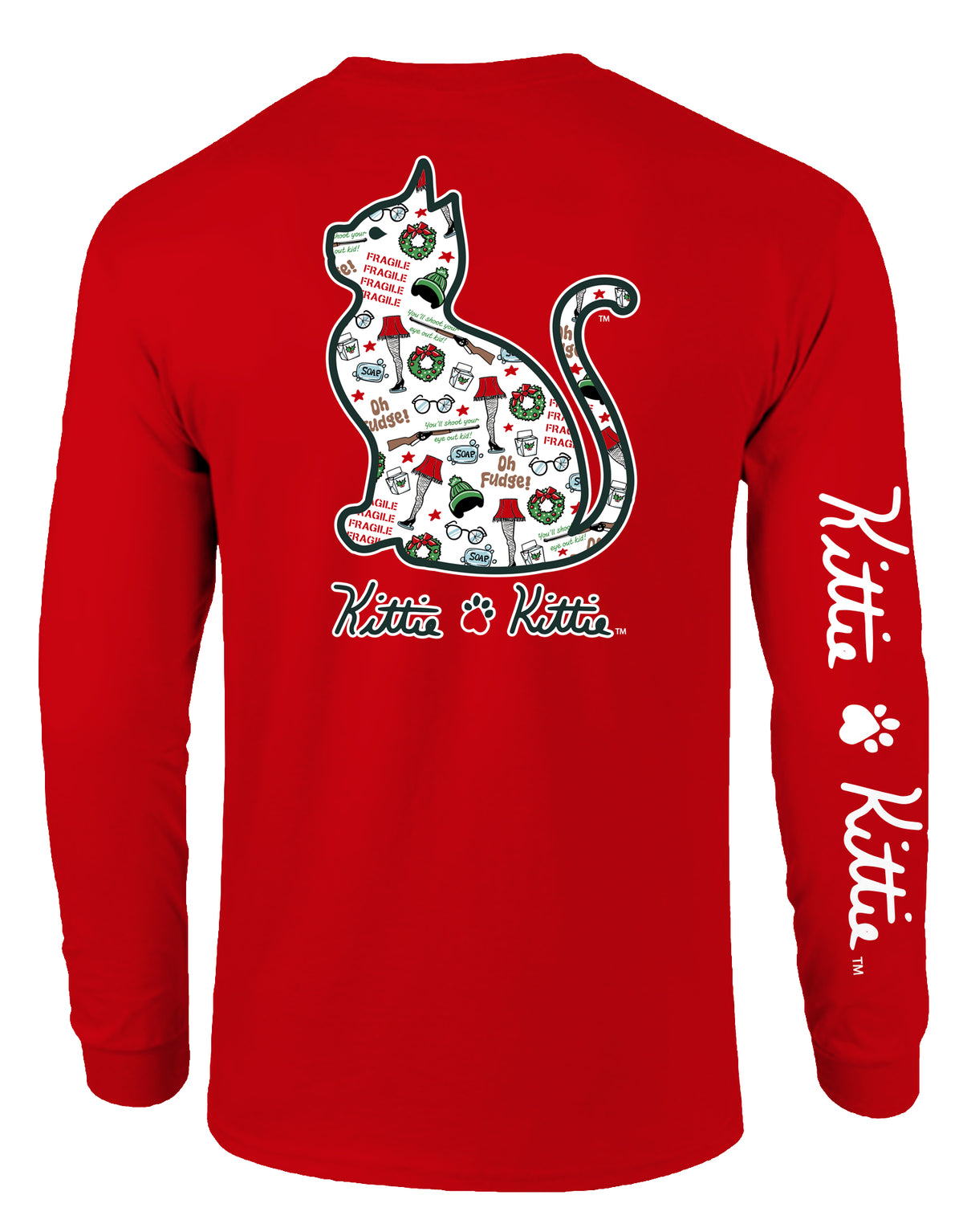KITTIE KITTIE CHRISTMAS ICONS KITTIE, ADULT LS RED