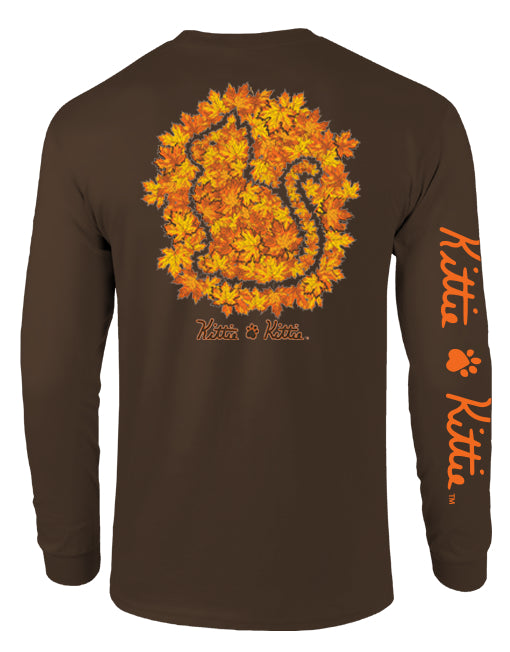 FALL LEAF PILE KITTIE, ADULT LS (PRINTED TO ORDER)