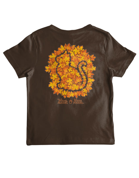 FALL LEAF PILE KITTIE, YOUTH SS (PRINTED TO ORDER)