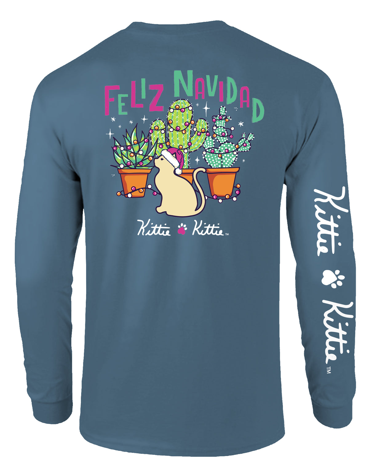 KITTIE KITTIE FELIZ NAVIDAD KITTIE, ADULT LS INDIGO