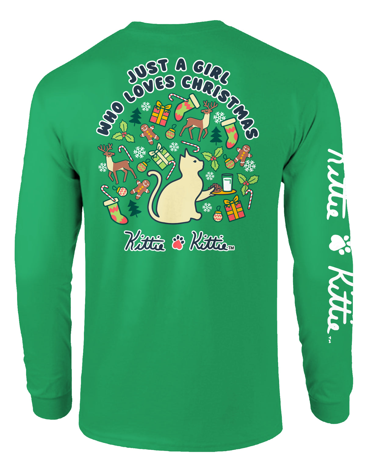 KITTIE KITTIE JUST A GIRL (CHRISTMAS) KITTIE, ADULT LS IRISH GREEN