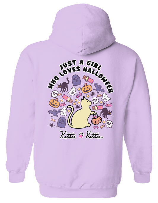 JUST A GIRL (HALLOWEEN) KITTIE, ADULT HOODIE