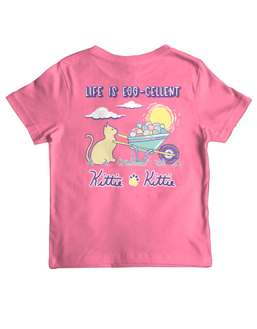 LIFE IS EGG-CELLENT KITTIE, YOUTH SS (PRINTED TO ORDER)