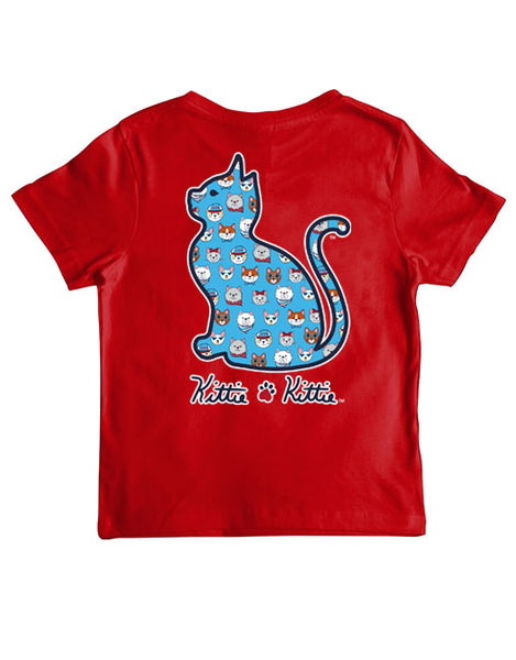 PATRIOTIC CAT PATTERN KITTIE, YOUTH SS (PRINTED TO ORDER)