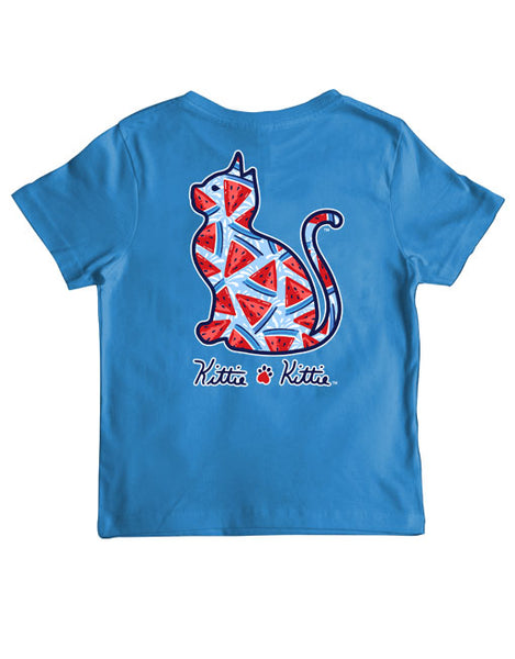 PATRIOTIC WATERMELON KITTIE, YOUTH SS (PRINTED TO ORDER)