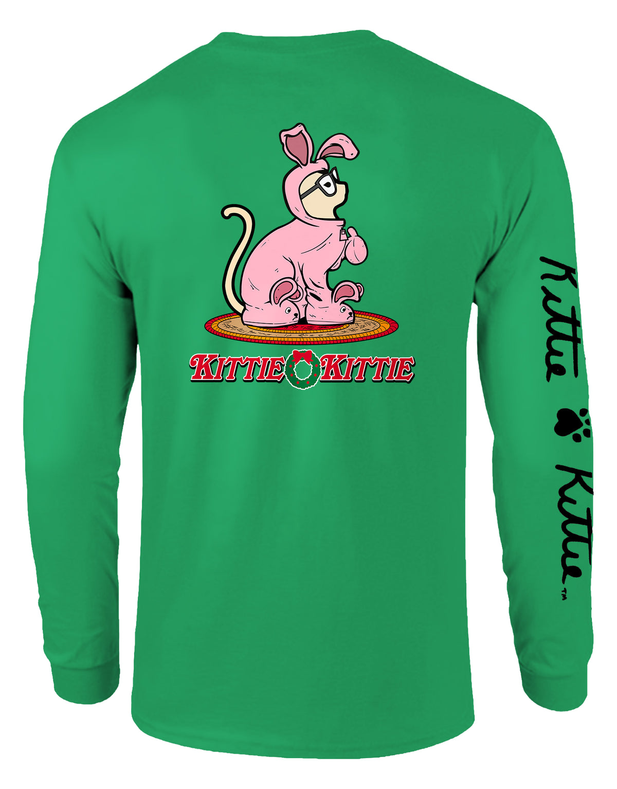 KITTIE KITTIE PINK BUNNY KITTIE, ADULT LS IRISH GREEN