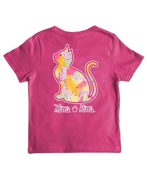 PINK LEOPARD KITTIE, YOUTH SS (PRINTED TO ORDER)