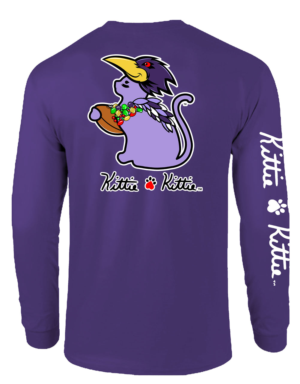 PURPLE MASCOT KITTIE, ADULT LS (PRINTED TO ORDER)