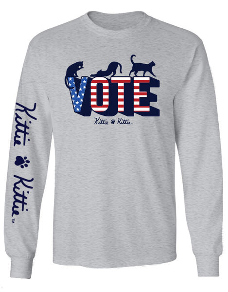 VOTE KITTIE, ADULT LS (PRINTED TO ORDER)