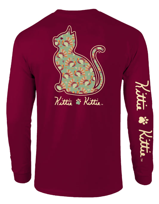 KITTIE KITTIE WHIMSY TURKEY KITTIE, ADULT LS MAROON