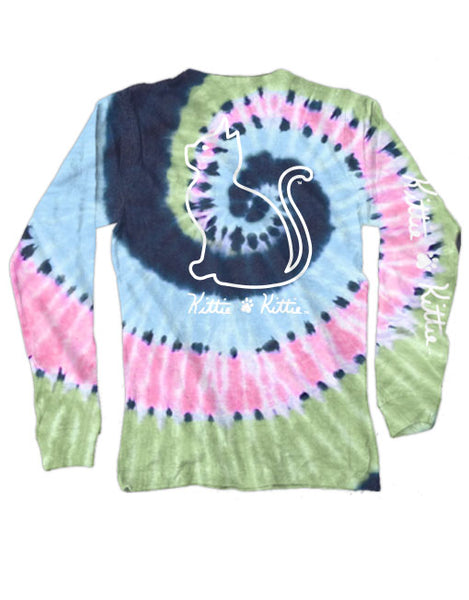MIDNIGHT PASTEL TIE DYE KITTIE, ADULT LS